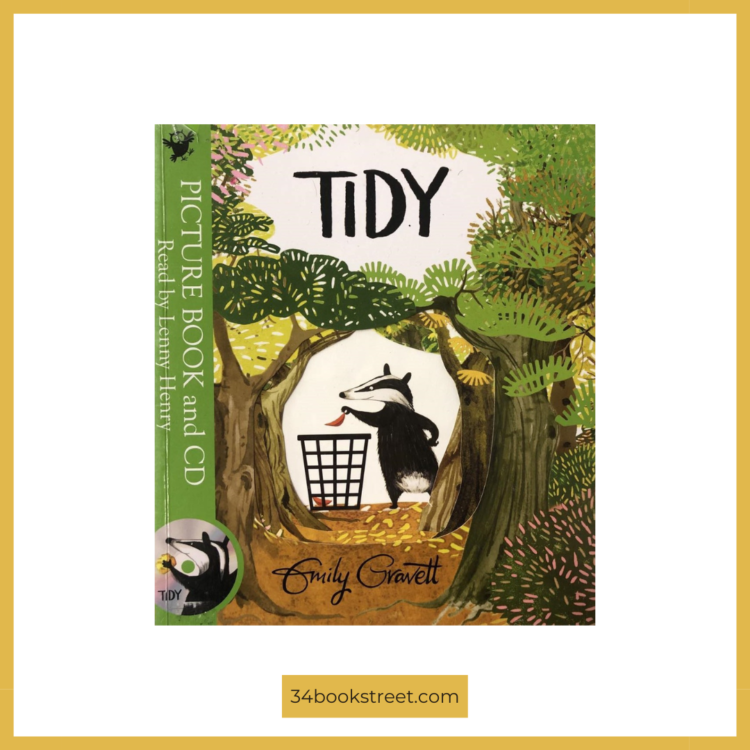 Cover of "Tidy" by Emily Gravett, with a picture book review included.