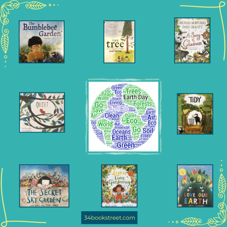 A collection of Earth Day picture books for children, featuring titles that celebrate nature, gardening, and protecting the planet — ideal for EYFS, kindergarten, and early years classrooms.