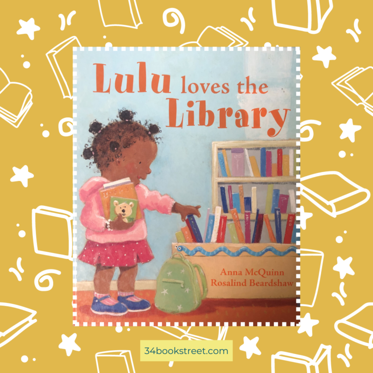 Lulu enjoys her time in the library, surrounded by shelves of books, embodying her passion for reading and learning.