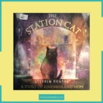 Colourful painted cat illustration from The Station Cat picture book by Stephen Hogtun KS2 review.